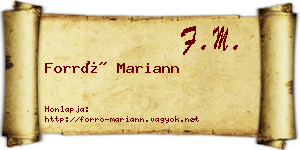Forró Mariann névjegykártya