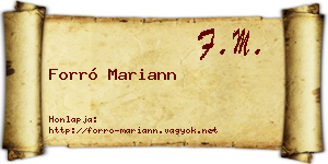 Forró Mariann névjegykártya