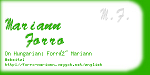 mariann forro business card